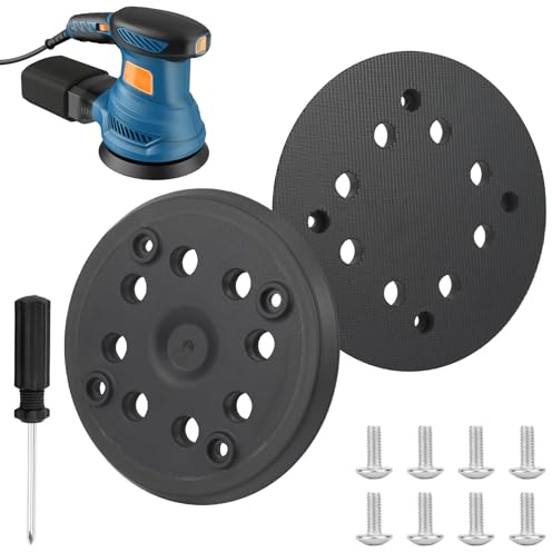 2 Stück Klett-Schleifteller 125 mm mit Hook und Loop 8 Löcher und 4 Augen Schleifplatte, Einschließlich 8 Schrauben 1 Schraubendreher Kompatibel mit Bosch Exzenterschleifer PEX 270 A und PEX 270 AE