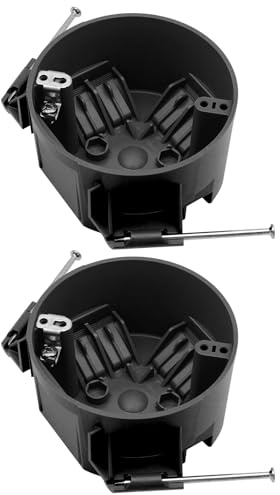 YQMIGU New Work 4 Dia Round Ceiling Nail Electrical Black Box 1-Gang, Home Improvement PVC Electrical Junction Black Box, ETL Listed, 20 Cubic Inch, Suitable for Residential Renovation(2 Pack)