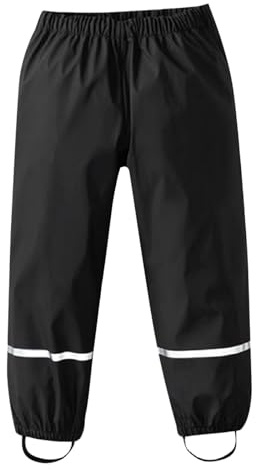 Bastwahl Pantalon Noir Enfant de Pluie - Pantalon de Pluie Enfants Imperméable et Coupe-Vent Unisexe Salopette Léger Non Doublé Rain Pants Boue Respirant pour Garçons et Fille