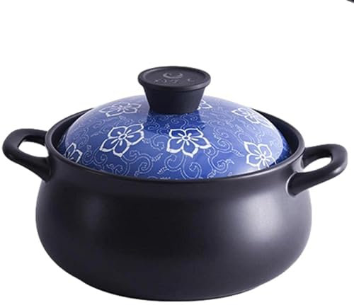 Cocotte en Terre Cuite de 2,5 L avec revêtement céramique antiadhésif Facile à Nettoyer, Design Stable