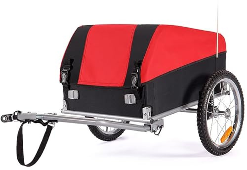 3-i-1-Cykelkärra för Husdjur, Kraftig Cykelkärra för Hundar med 20-Tums Terränghjul, Hopfällbar Stålram, Låsbar Broms, 45 kg Kapacitet(Red)