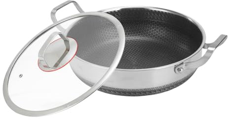 Flkiglm Sauté Pan with Lid – Double Handle Sauté Pan with Non-Stick Coating and Lid, Large Kitchen Pan – for Searing, Roasting, Frying Pans, Eggs, Pancakes, Home Steaks and