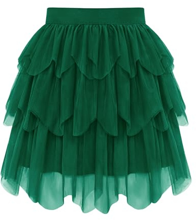 Vlazom Jupe Femme en Tulle à Trois Couches Doublure Douce pour Carnaval Halloween Asymétrique Volants Superposés