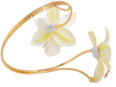 alloneslife Pulseras de brazo de flores de huevos, transpirable, ajustable, joyería de hierro para uso casual y de noche, joyería de brazo de flores ajustable floral, talla única, como se describe