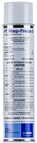BASF PT Wasp-Freeze Insecticide for Wasp, Hornet, Yellowjacket & Spider Killer, Quick Knockdown Spray, Indoor or Outdoor Use, 17.5 oz