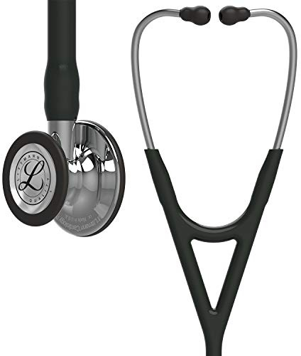 3M Littmann Cardiology IV Stethoskop für die Diagnose, 6177, Bruststück und Schlauchanschluss hochglanzpoliert, schwarzer Schlauch, Ohrbügel aus Edelstahl, 69 cm