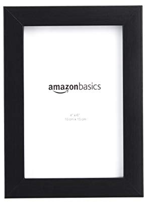 Amazon Basics Rectangular Picture Frame Set for Wall Hanging or Tabletop Display, 6 x 4 in, Black, 5-Pack