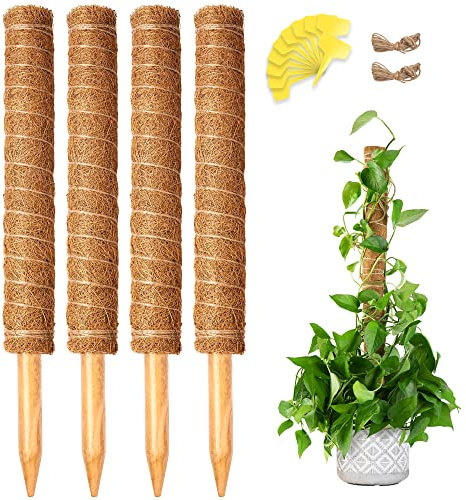 Fusisi Lot de 4 poteaux en mousse de 132 cm 41,9 cm Pour plantes grimpantes Pour totem en fibre de coco Pour entraînement des plantes d'intérieur Monstera Philodendron Creeper Pour