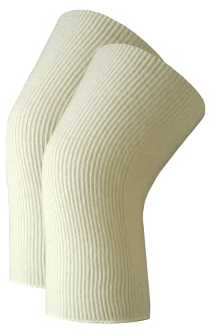 banora Gelenkwärmer/Kniewärmer/Ellenbogenwärmer/Pulswärmer für Damen und Herren in der Naturqualität mit 68% Schurwolle kbT/28% Seide/4% Elasthan (Gr. 3/L, Farbe: naturweiß)