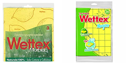 Wettex Pannospugna Morbido 100% Naturale, Confezione da 3 Panni & Panno Multiuso, 3 Pezzi