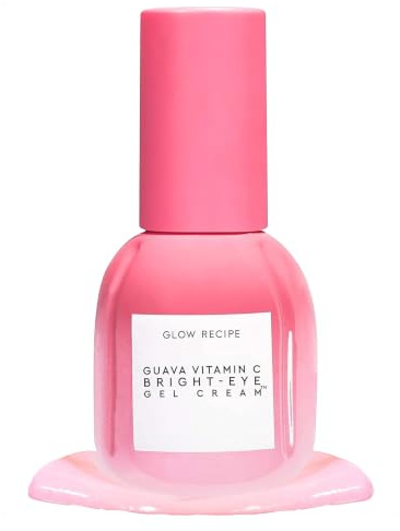 Glow Recipe Guava Vitamin C Brightening Eye Gel - Niacinamide, Peptides & Green Caffeine Gentle Under Eye Cream for Dark Circles, Puffiness & Bags - Lightweight, Hydrating, Firming - Makeup Prep, 15ml