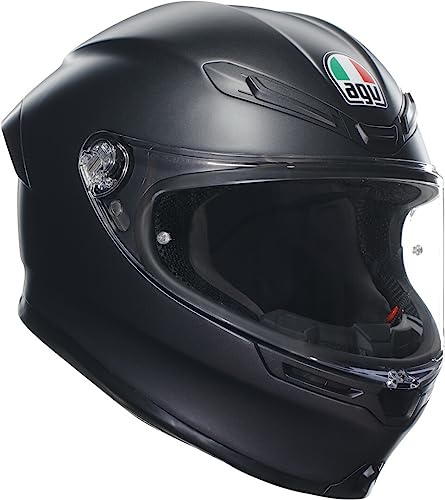 AGV - K6 S AGV E2206 MPLK Integralhelm, Motorradhelm für Brillenträger, Carbon Aramid Schale, Pinlock Max Vision Visier, Sport Touring, Schwarz matt, M