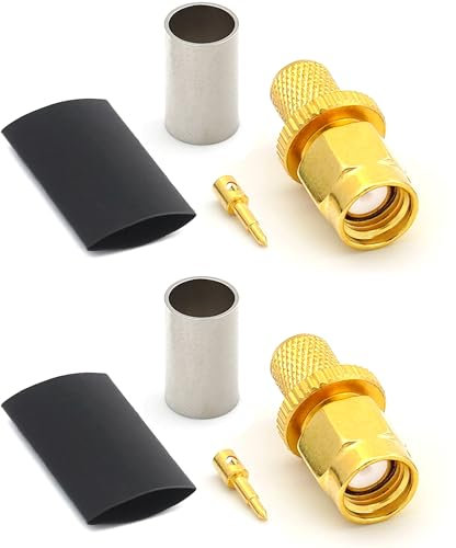 RANGEFUL SMA Maschio connettore a crimpare tipo per cavo coassiale LMR240 LMR-240 RG59U RG8X RG-8X placcato oro (confezione da 2)