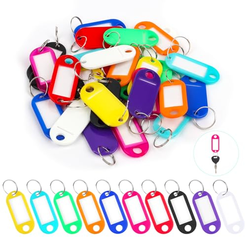 30 Llaveros de Plástico Coloridos para Escribir, MXTIMWAN Etiquetas para Llaves Personalizadas de Plastico con Identificador Llaves Etiquetas para Llaves Maletas Mascotas Marcadores Oficina,10 Colore