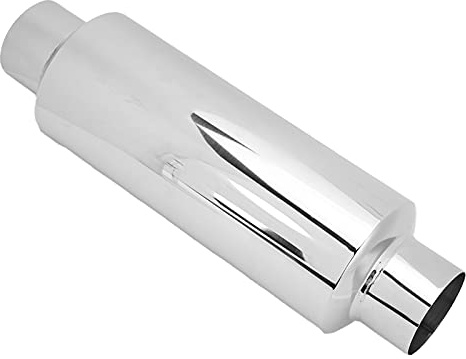 Auto Schalldämpfer 2.5 Zoll, Universal Exhaust Muffler Rounded Auto hinten Auspuffrohr Endschalldämpfer Motorrad Edelstahl Auspuff Schalldämpfer