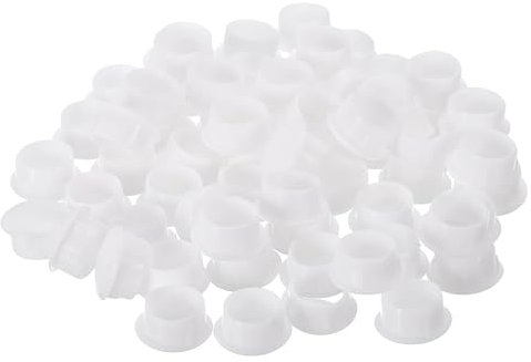 QUARKZMAN 300 Stück Schraubenloch-Abdeckkappen, 14mm (9/16) Durchmesser, Kunststoff, zum Einrasten, Flacher Typ, für Möbel, Schränke, Schrank, weiß