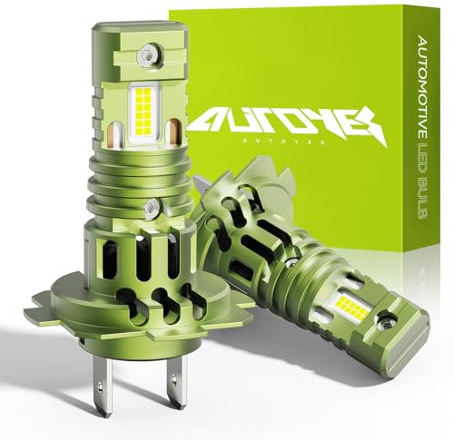 Autoyes H7 LED Headlight Bulb, 30000LM White H7 Headlight Bulb Canbus Error Free, 900% Brighter 1:1 Size 6500K Car h7 LED, Plug and Play led Bulb, Pack of 2