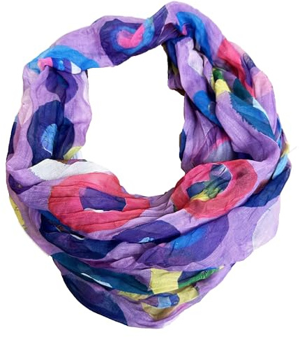 J26 Blommor mandala gradient silke sommar loop förlopp regnbåge silke enfärgad rund halsduk tubhalsduk halsduk lätt, Cirkel C lila, 165 x 50cm