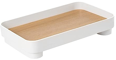 Alipis Bandeja Organizadora Rectangular De Madera Vetas, Tamaño Compacto, Bandeja Para Perfumes y Maquillaje, Diseño Multifunción, Uso Para Escritorio y Tocador, Almacenamiento De Joyas y Cosméticos