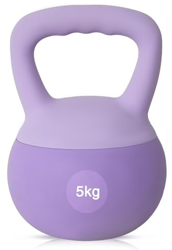 soges Kettlebell Kugelhantel aus weichem PVC, Schwunghantel Kugelgewicht gefüllt mit Eisensand, mit rutschfestem Griff, Krafttraining und Fitness, Training zu Hause und im Fitnessstudio, 5 kg
