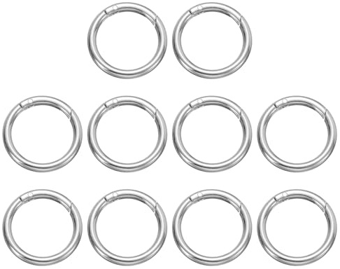 QUARKZMAN 10pcs Anilla De Resorte O Ring, Anilla De Metal Para Llaves, Accesorios De Hebilla Redonda De 41mm / 1 5/8 Pulgadas Para Bolso Bandolera Cordón Cuero Manualidades DIY, Plata