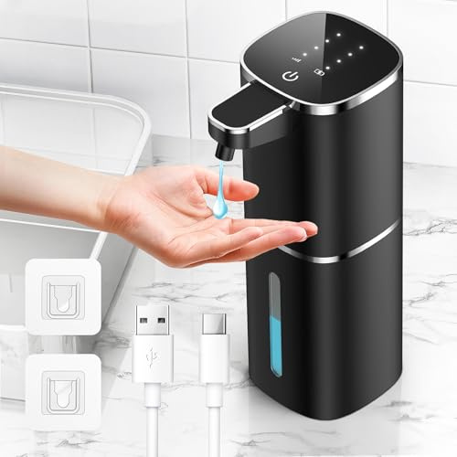 HAPPHOOH Dispenser Sapone Bagno,400ml Dispenser Sapone Automatico Con Sensore Infrarossi,USB Ricaricabile,Impermeabile IPX5 Soap Dispenser Per Cucina Bagno
