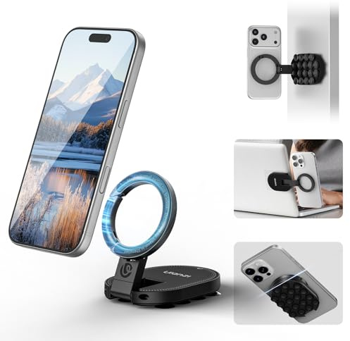 ULANZI MA39 Supporto magnetico a ventosa per telefono con moschettone maglock, Girevole a 360°in alluminio, Compatibile con iPhone 17/16/15/14/13/12, per TikTok, cucina, ufficio, video e selfie