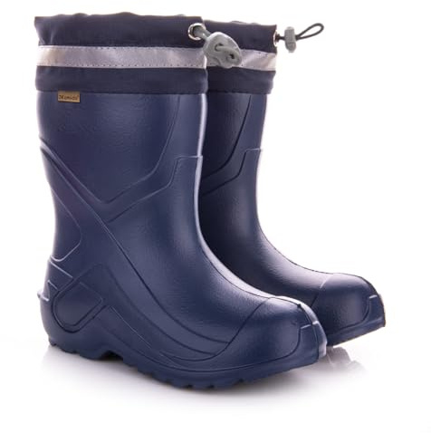 3Kamido GoCamp Botas de agua para niños - cómodas y ligeras hechas de material EVA, con un forro de fieltro cálido y extraíble, con cuello con cordón, con cinta reflectante 3M, para niños y niñas
