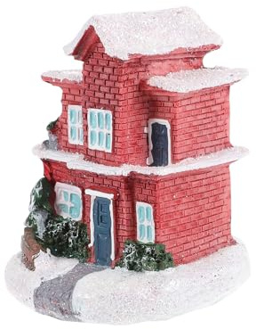 Sewroro Casa Navideña Luminosa de Resina Pequeña Adorno Decorativo para Escritorio Decoración Navideña de Pueblo en Miniatura Accesorio para Ambiente Festivo de Navidad