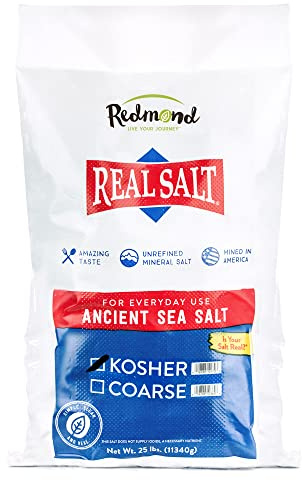 Redmond Real Sea Salt - Natural Unrefined Gluten Free Kosher, 25 Pound Bag
