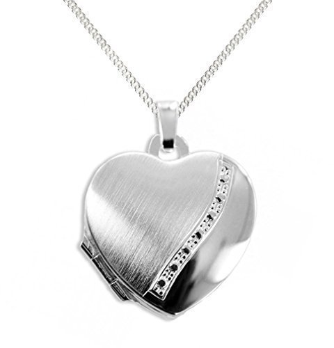 HausderHerzen.de Herz Medaillon 925 Silber zum öffnen für Bildereinlage/ 2 Fotos + Kette