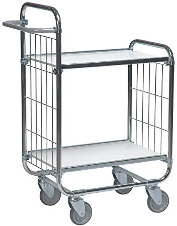 Kongamek Verzinkter Etagenwagen - 2 Böden, LxBxH 945 x 470 x 1120 mm - Tischwagen Gitterwagen Transportwagen Transportgeräte Wagen Etagenwagen Tischwagen Gitterwagen Transportwagen Transportgeräte