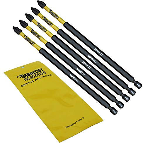 5 x SabreCut SCPH2152_5 152mm PH2 Magnetic Impact Screwdriver Driver Bits Set Phillips Heavy Duty