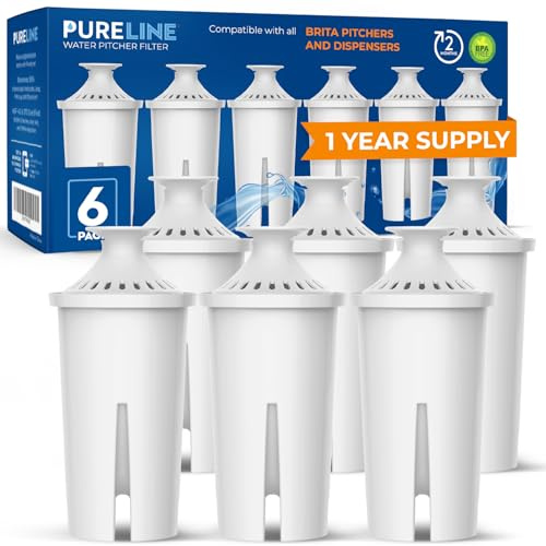 PURELINE 35557 Wasserfilter-, kompatibel mit Brita Classic, Grand und Wave Pitcher, auch kompatibel mit Mavea 107007, 6 Stück