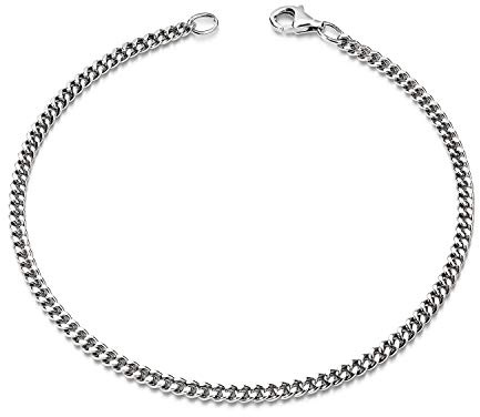 MATERIA Damen Armband Panzerkette - 925 Sterling-Silber 2,8mm diamantiert SA-134-17 cm
