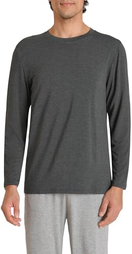 Latuza Men's Viscose Pajama Top Long Sleeves Sleep T-Shirt M Dark Gray