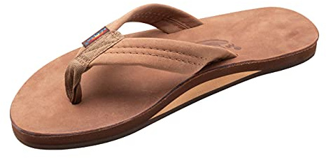 Rainbow Sandals Mens Luxury Leather - Single Layer Arch Support, Nogalas Wood, Mens size M / 8.5-9.5