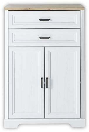 Stella Trading JASMIN Aktenschrank in Pinie hell, Artisan Eiche Optik - Büroschrank mit Schubladen und Türen - Landhausstil Büromöbel Komplettset - 86 x 127 x 38 cm (B/H/T)