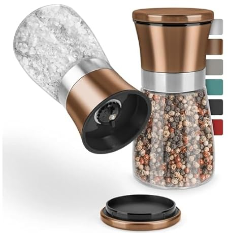 Thingles® Set di 2 macinaspezie con meccanismo regolabile in ceramica – per sale, pepe, peperoncino e tutti i tipi di erbe | macinino con grado di macinatura regolabile (petrol, 19 cm)