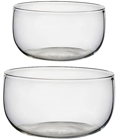 Cabilock 2pezzi Ciotola in Vetro Trasparente Insalatiera in Vetro Per Uso Domestico Ciotola Da Dessert Stoviglie Da Cucina Contenitore Per Frutta e Verdura Facile Da Pulire e Pratico