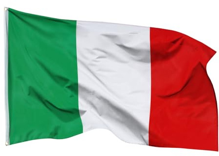 Aricona Bandiera Italia 60x90cm – italiana nautica per barca – piccola - resistente alle intemperie - con occhielli in ottone - in tessuto 100% poliestere - cuciture doppie robuste e colori vivaci