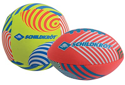 Schildkröt Mini-Ball-Duo Pack, Set bestehend aus 1 Volley und 1 American Football, Ø 9cm, griffig und salzwasserfest, ideal für Strand und Wasser, 970347
