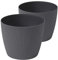 Tymar Blumentopf, 2er-Pack, Runde Form, Übertopf ((2pack) Anthrazit, ø 18 cm)