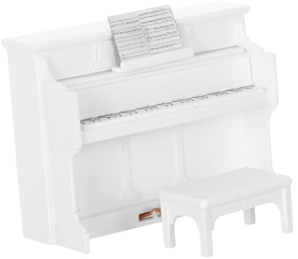 Toyvian Grand Piano Toy Maison de poupée Piano Mini Piano Jouet Ornements de piano Jeu de jouets pour enfants Poupées droites Maisons pour décoration miniature et photographie de scène Blanc