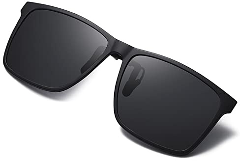 Dooppa Polarized Clip On Sunglasses, UV Protection Clip On Glasses for Men and Women (Black)