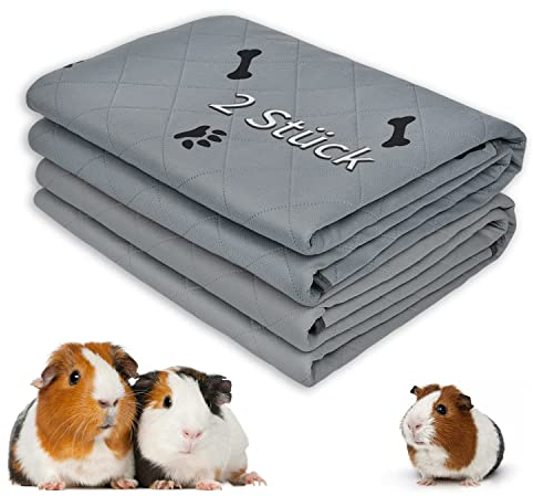 2 Stück PIPI Pads für Meerschweinchen, 4 Lagen super Saugfähig Kleintier Pee Pads, Waschbare und Wiederverwendbare Haustier Hygieneunterlage für Hamster, Kaninchen, Hunde