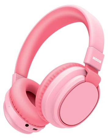 MIDOLA Kids Headphones Wireless Bluetooth 5.4 68H Play Time Volume Limit 85/94dB Over-Ear Foldable Headset,Type-C Fast Charging,with Wired Aux Mic for Toddler Boy Girl Pad Tablet Pink