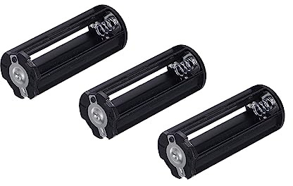 QUARKZMAN 3 x 1.5V AAA Batteria Supporto Contenitore Custodia Scatola Adattatore x 3pz Cilindro Forma Testa piatta per Torcia Lampada RC, [Nero]