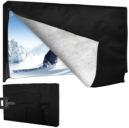 HOMEYA Outdoor TV Abdeckung für Winter 48-50 Zoll - Filz Kratzfestes Futter, 600D Oxford Wetterfest TV Displayschutzfolie Wasserdicht Reißverschluss Klettverschluss Boden Außen TV-Gehäuse für