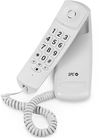 SPC Original Lite 2 – Teléfono Fijo sobremesa o Pared, Compacto y fácil de Usar, señal Luminosa, 10 memorias indirectas, Teclas Grandes, función rellamada - Blanco